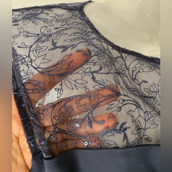 Ralph Lauren Black Label Navy Blue Sequins Georgette Sleeveless Cocktail Dress 6 - Picture 6 of 10